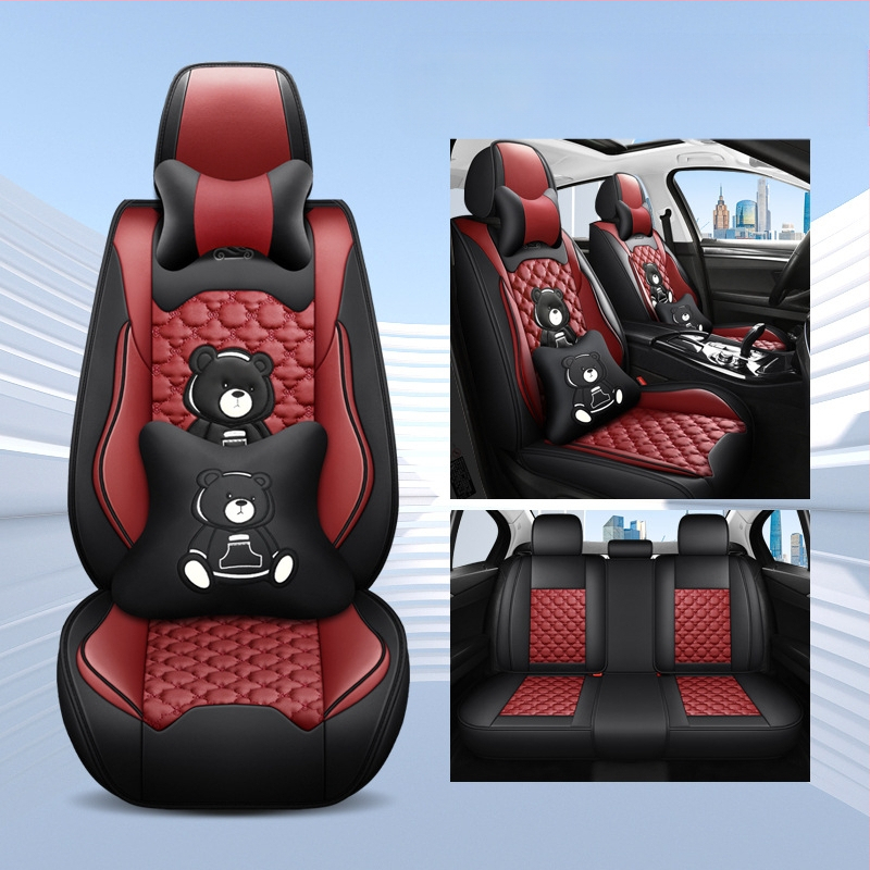 Teljes körű autóülésvédő, rajzfilm-szerű stílus, PU bőr, töltet szintetikus rostokból, Xin Meng De, négy évszakos használatra