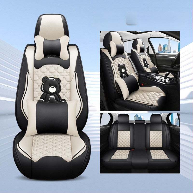 Teljes körű autóülésvédő, rajzfilm-szerű stílus, PU bőr, töltet szintetikus rostokból, Xin Meng De, négy évszakos használatra