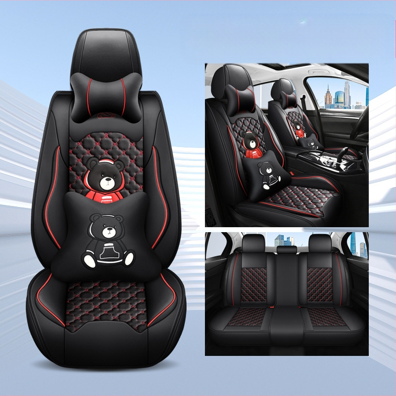 Teljes körű autóülésvédő, rajzfilm-szerű stílus, PU bőr, töltet szintetikus rostokból, Xin Meng De, négy évszakos használatra