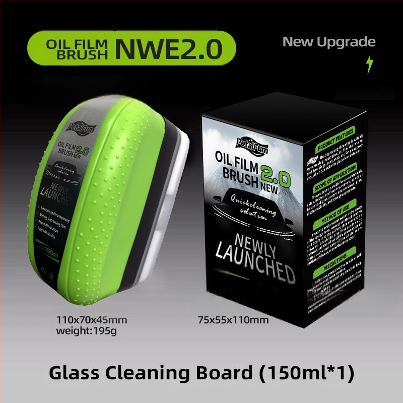 Îndepărtător de peliculă uleioasă pentru geamul automobilului cu perie de curățare – acțiune puternică de decontaminare, cu surfactanți; marcă Purple wind chime; durata de viață 3 ani