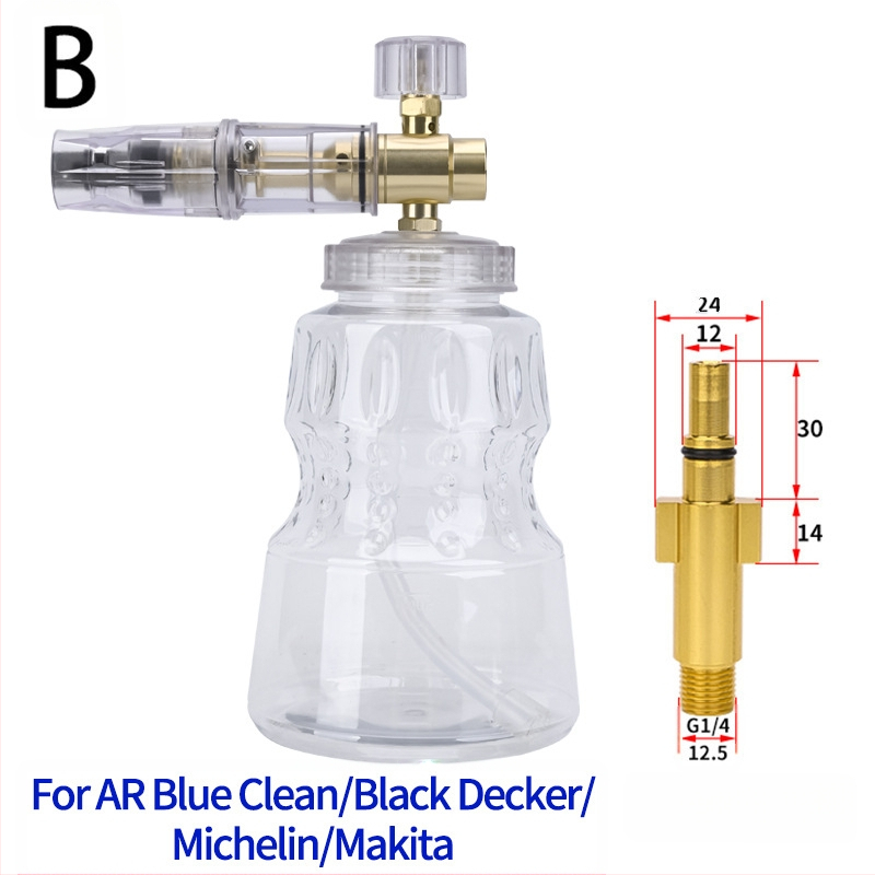 Duză de spumă cu presiune înaltă pentru spălarea mașinilor – corp din aluminiu placat cu cupru, plastic; distanță de pulverizare 2 m; presiune 276 bar / 4000 psi; greutate 0,4 kg; dimensiuni 16×13×18 cm