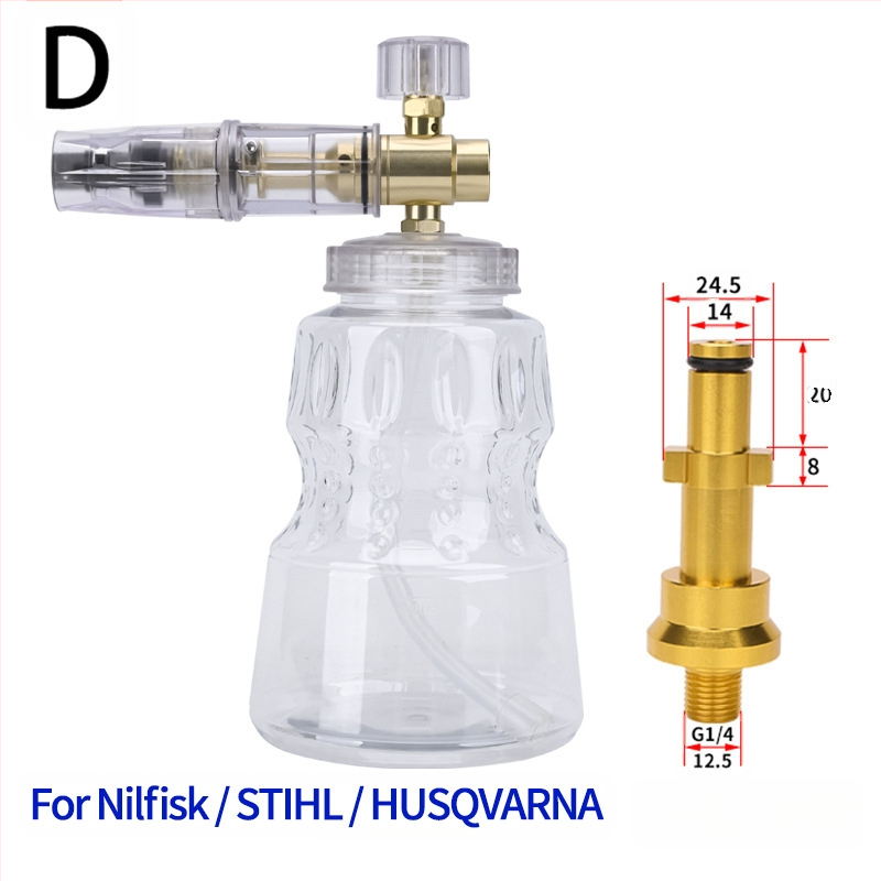 Duză de spumă cu presiune înaltă pentru spălarea mașinilor – corp din aluminiu placat cu cupru, plastic; distanță de pulverizare 2 m; presiune 276 bar / 4000 psi; greutate 0,4 kg; dimensiuni 16×13×18 cm