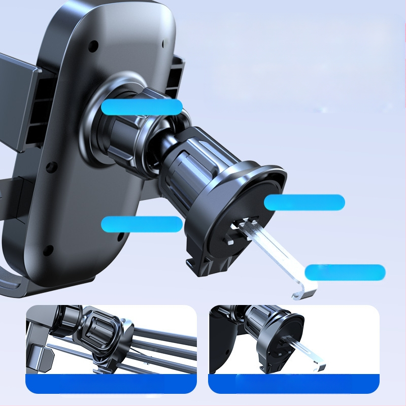 Autótelefon-tartó a műszerfalra és a szellőzőbe – vízszintes és függőleges kijelző, kattintásos rögzítés, univerzális autókhoz