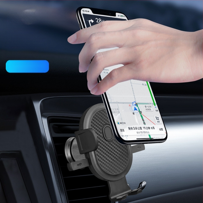 Държач за телефон за кола с въртене на 360°, регулируем, за монтаж върху въздушен отвор – щипков монтаж