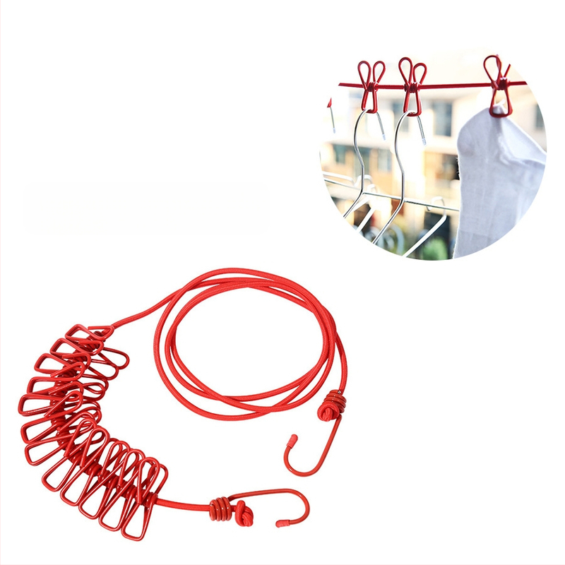 Еластично въже за сушене на дрехи на открито, прибиращо се, устойчиво на вятър, сгъваемо и разтягащо се, Friendly