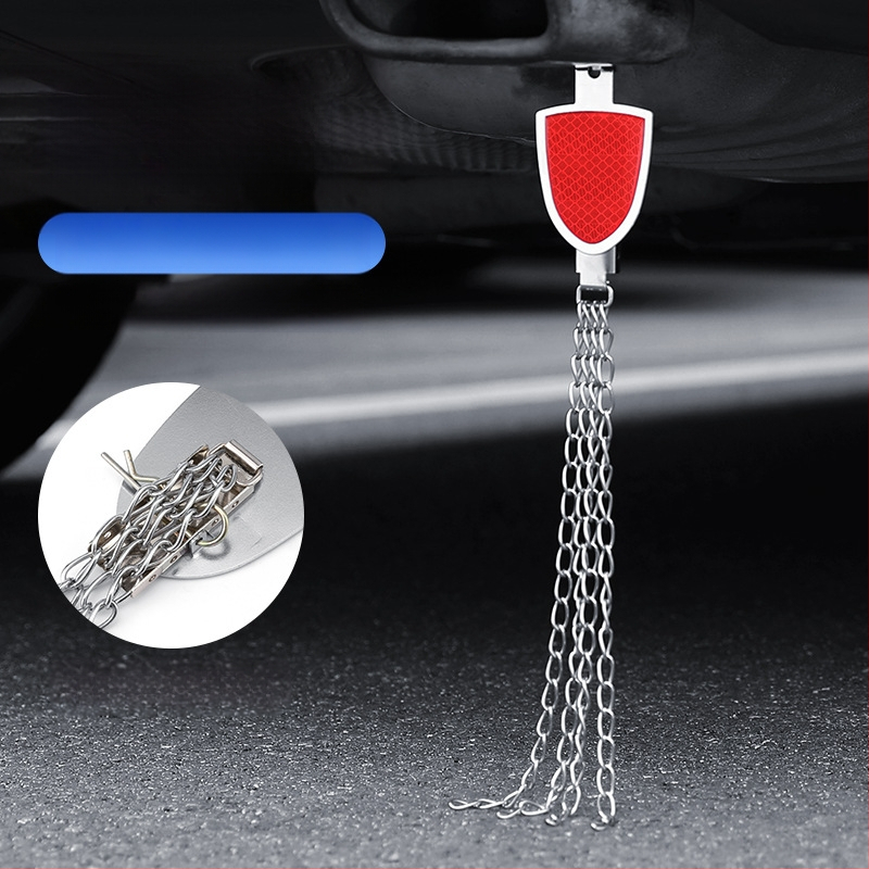 Automobilio statinio eliminatorius – reguliuojamas keturių grandinių metalinis atspindintis elektrostatinis diržas, pakabinamas tipas, antistatinis (Prekės ženklas: Turning Point)