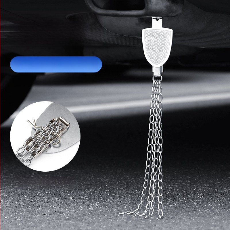 Automobilio statinio eliminatorius – reguliuojamas keturių grandinių metalinis atspindintis elektrostatinis diržas, pakabinamas tipas, antistatinis (Prekės ženklas: Turning Point)