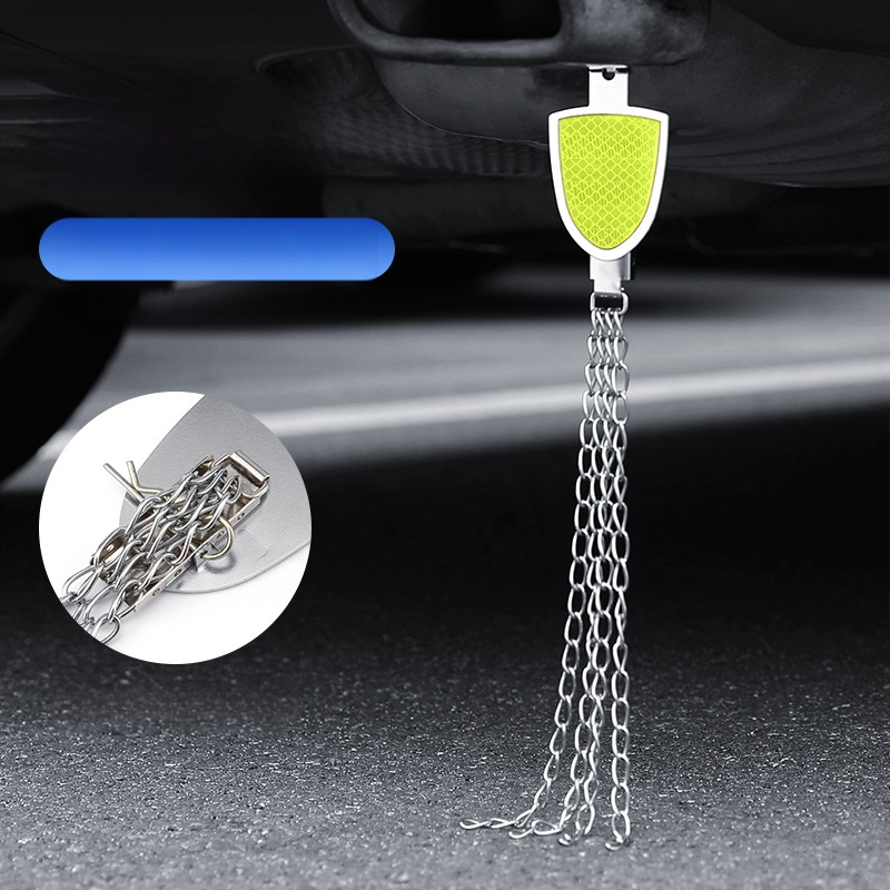 Automobilio statinio eliminatorius – reguliuojamas keturių grandinių metalinis atspindintis elektrostatinis diržas, pakabinamas tipas, antistatinis (Prekės ženklas: Turning Point)