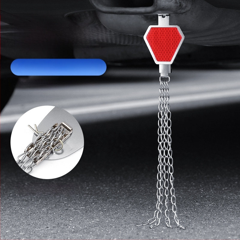 Automobilio statinio eliminatorius – reguliuojamas keturių grandinių metalinis atspindintis elektrostatinis diržas, pakabinamas tipas, antistatinis (Prekės ženklas: Turning Point)