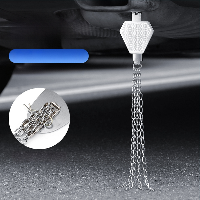 Automobilio statinio eliminatorius – reguliuojamas keturių grandinių metalinis atspindintis elektrostatinis diržas, pakabinamas tipas, antistatinis (Prekės ženklas: Turning Point)