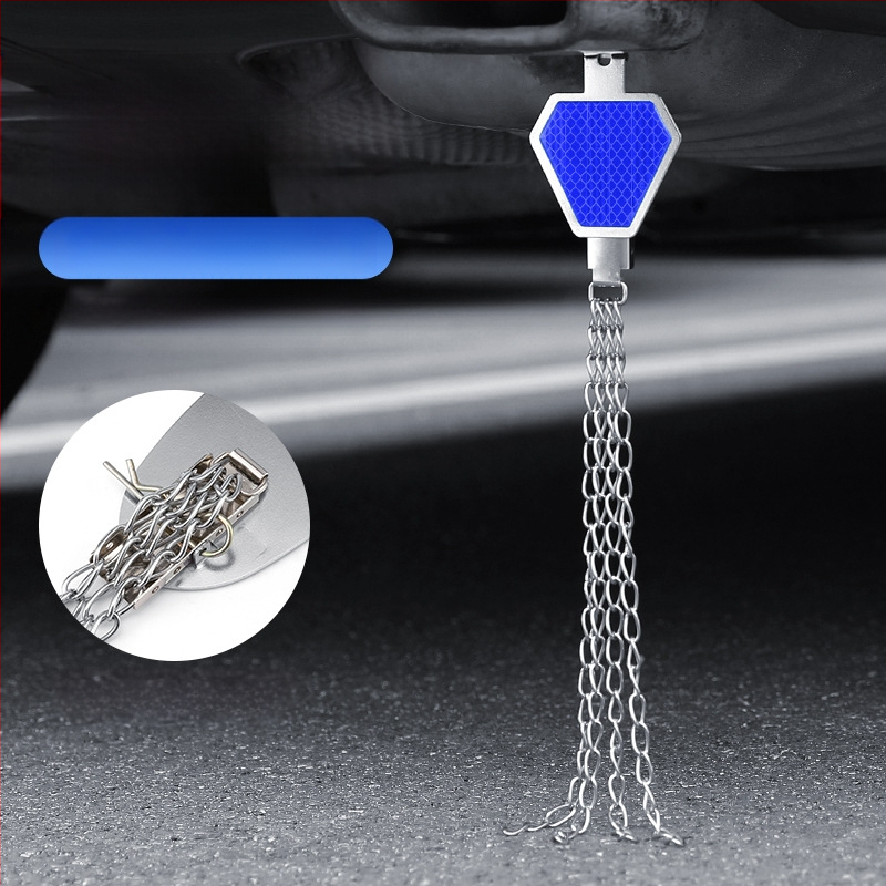 Automobilio statinio eliminatorius – reguliuojamas keturių grandinių metalinis atspindintis elektrostatinis diržas, pakabinamas tipas, antistatinis (Prekės ženklas: Turning Point)