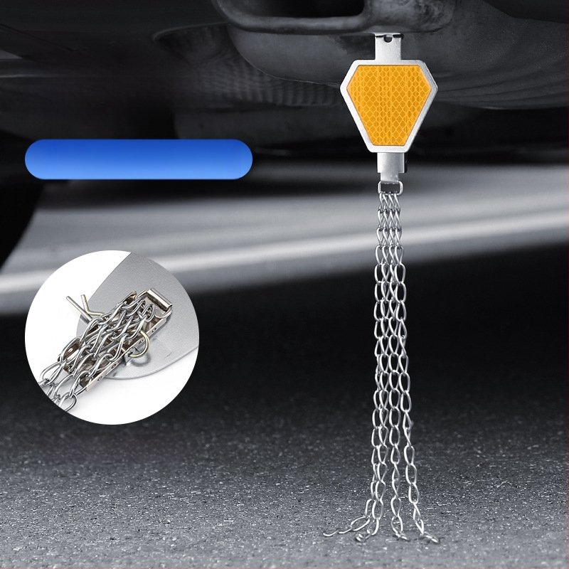 Automobilio statinio eliminatorius – reguliuojamas keturių grandinių metalinis atspindintis elektrostatinis diržas, pakabinamas tipas, antistatinis (Prekės ženklas: Turning Point)