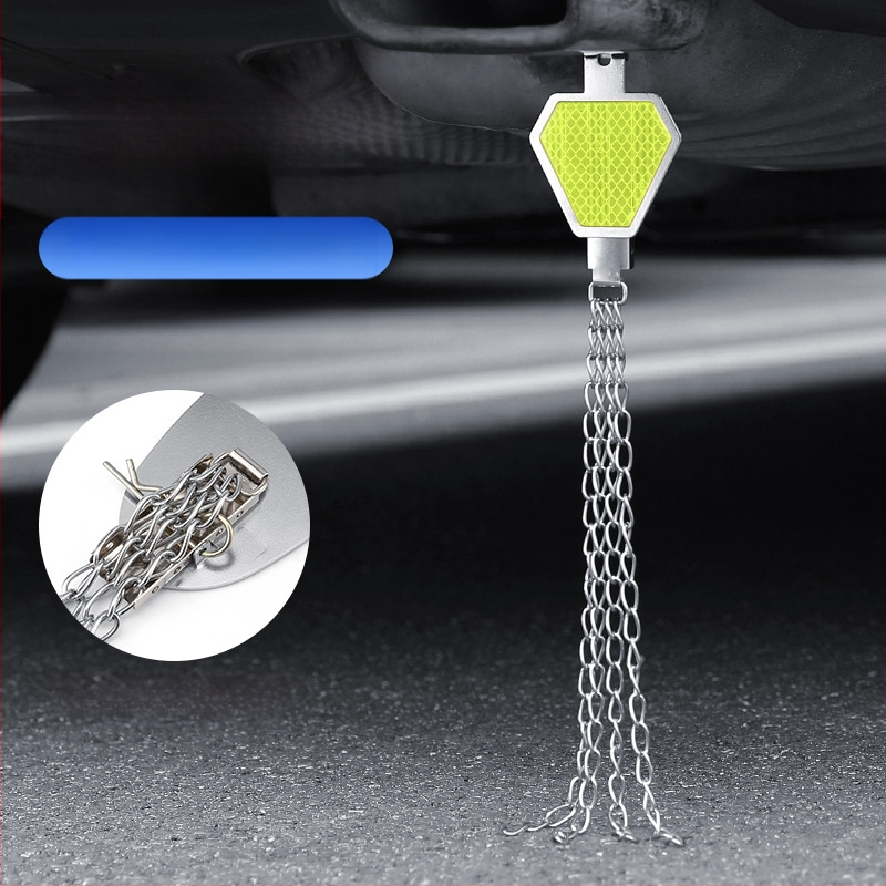 Automobilio statinio eliminatorius – reguliuojamas keturių grandinių metalinis atspindintis elektrostatinis diržas, pakabinamas tipas, antistatinis (Prekės ženklas: Turning Point)