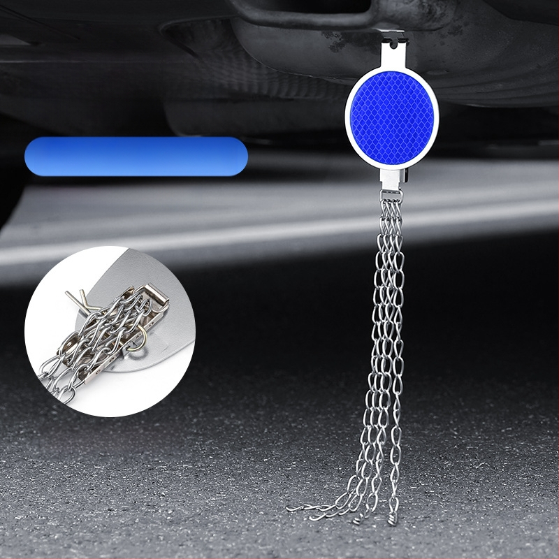 Automobilio statinio eliminatorius – reguliuojamas keturių grandinių metalinis atspindintis elektrostatinis diržas, pakabinamas tipas, antistatinis (Prekės ženklas: Turning Point)