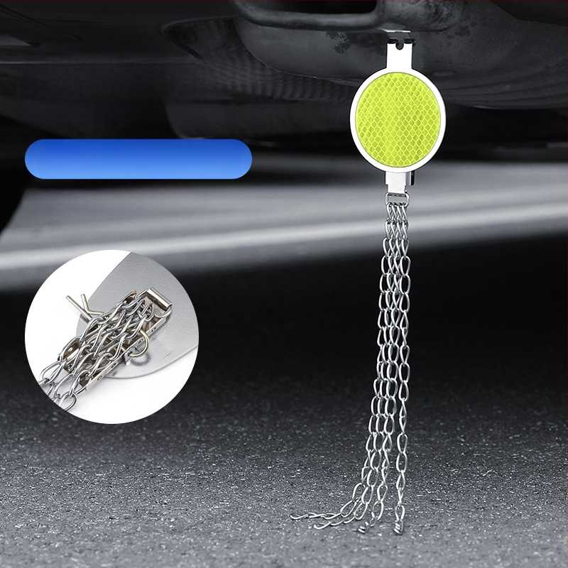 Automobilio statinio eliminatorius – reguliuojamas keturių grandinių metalinis atspindintis elektrostatinis diržas, pakabinamas tipas, antistatinis (Prekės ženklas: Turning Point)