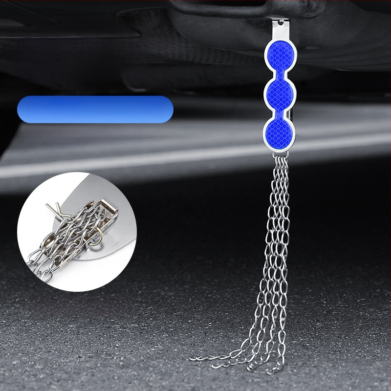 Automobilio statinio eliminatorius – reguliuojamas keturių grandinių metalinis atspindintis elektrostatinis diržas, pakabinamas tipas, antistatinis (Prekės ženklas: Turning Point)