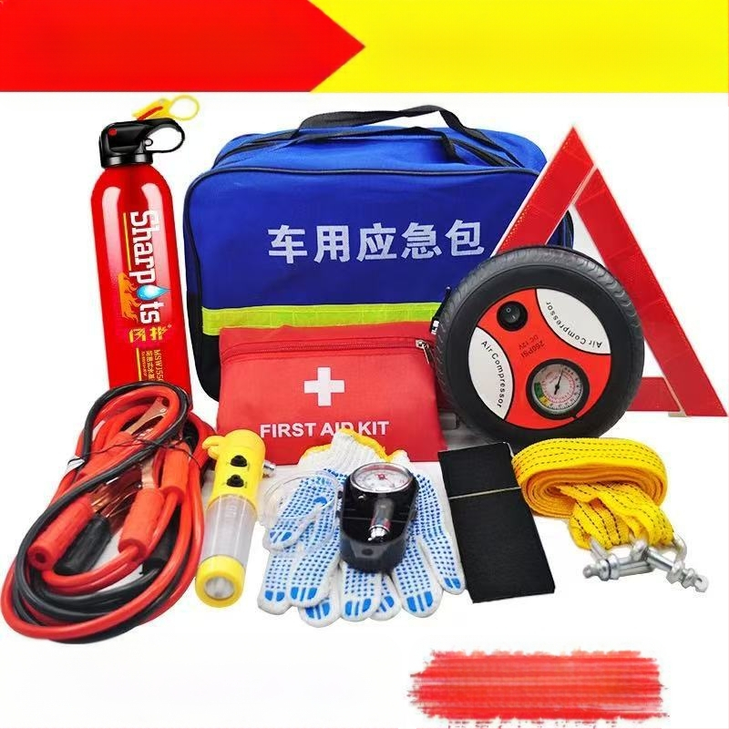 Σετ Έκτακτης Ανάγκης Αυτοκινήτου με Πυροσβεστήρα, Κιτ Πρώτων Βοηθειών και Διασωστικά Εργαλεία – Προσαρμοζόμενο Πακέτο Έκτακτης Ανάγκης