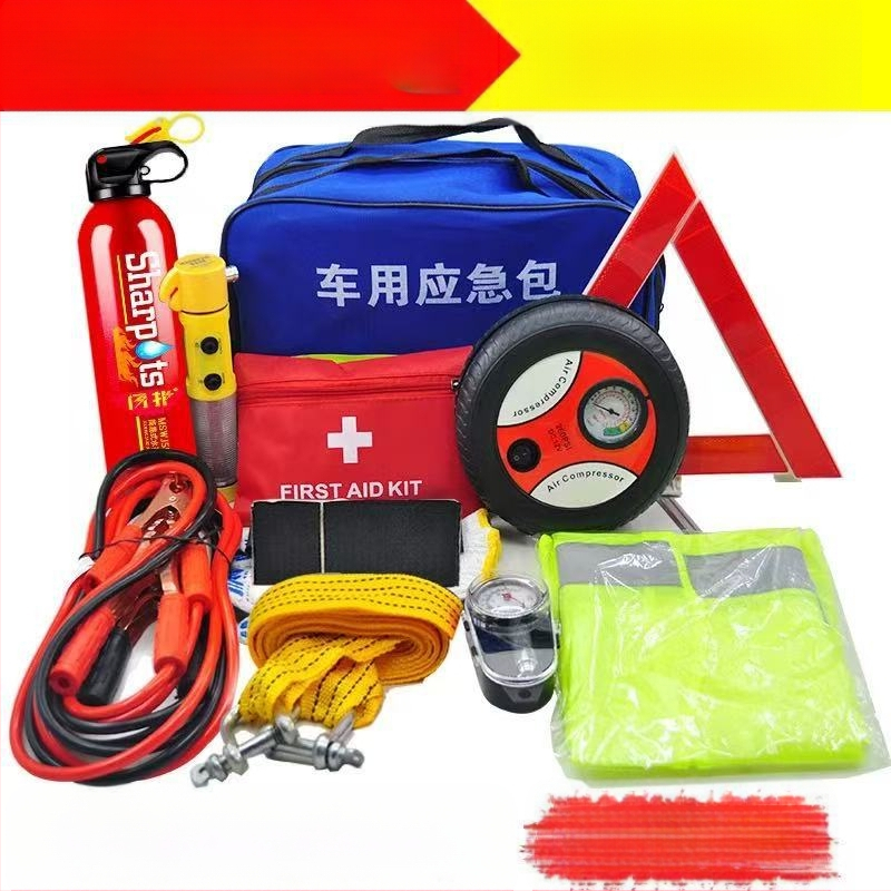 Σετ Έκτακτης Ανάγκης Αυτοκινήτου με Πυροσβεστήρα, Κιτ Πρώτων Βοηθειών και Διασωστικά Εργαλεία – Προσαρμοζόμενο Πακέτο Έκτακτης Ανάγκης