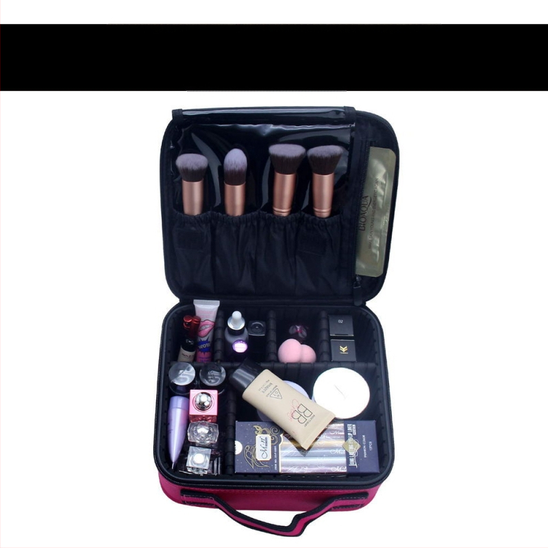 Torbica za šminku s pretincima za pohranu, Oxford materijal, zatvarač, jednobojna boja, vodoodporna i otporna na udarce, s proširivim slojem
