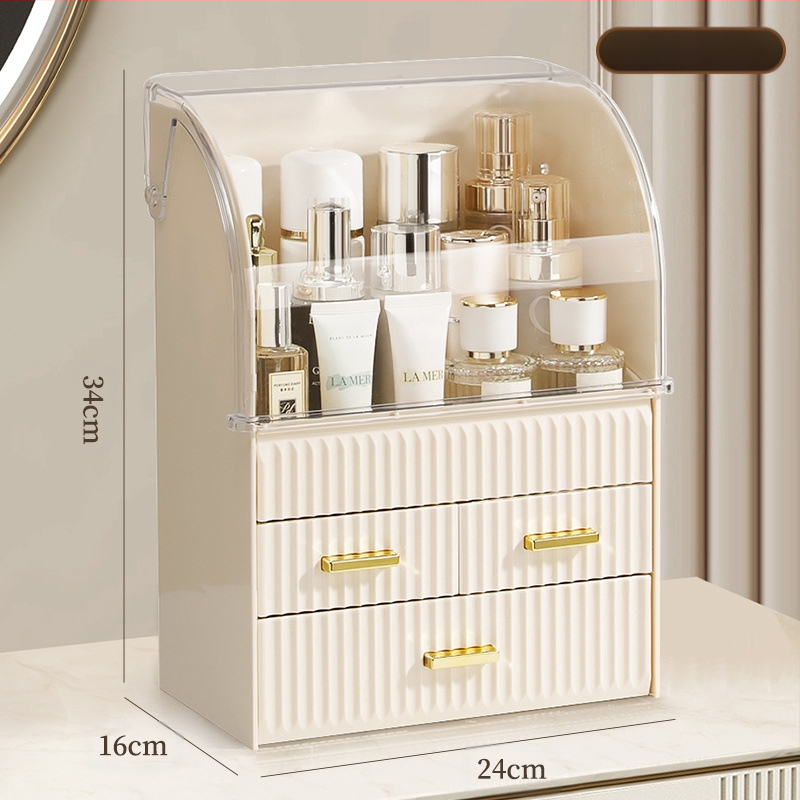 Áttetsző műanyag kozmetikai tároló fiókkal az asztali sminkasztalhoz
