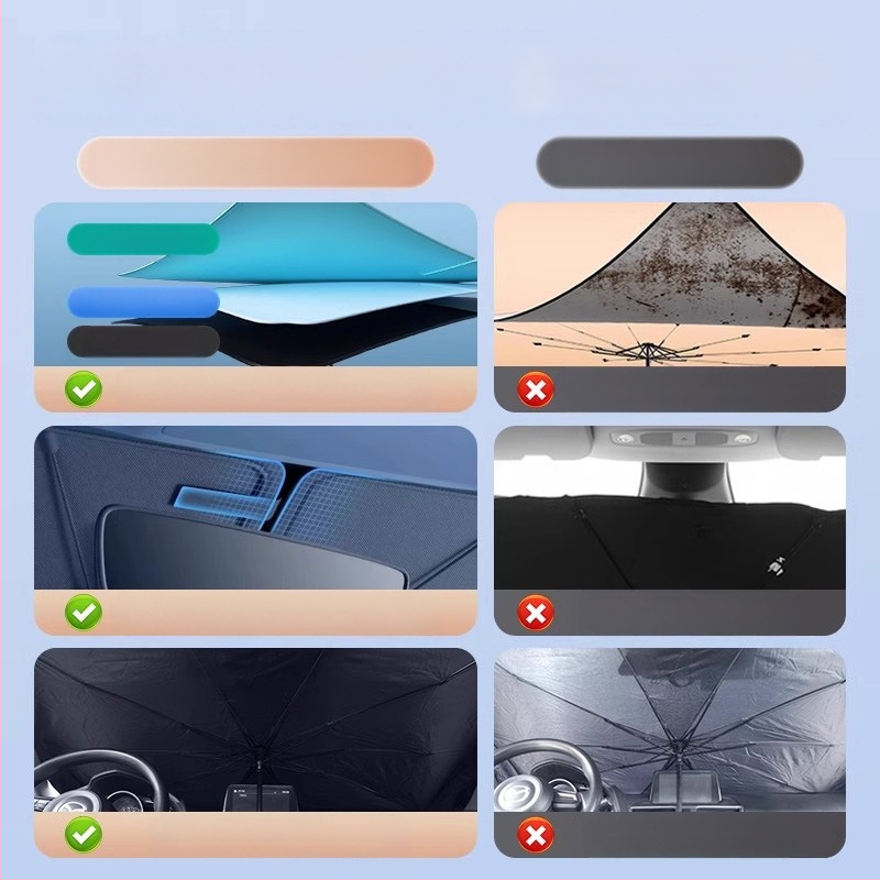 Autó napvédő árnyékoló a frontszélvédőhöz; titánium ezüst anyag; snap-in telepítés; alkalmazható részek: első alkatrészek; minta: márkajel logó; logó nyomtatás elérhető
