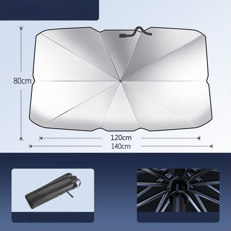 Autó napvédő árnyékoló a frontszélvédőhöz; titánium ezüst anyag; snap-in telepítés; alkalmazható részek: első alkatrészek; minta: márkajel logó; logó nyomtatás elérhető