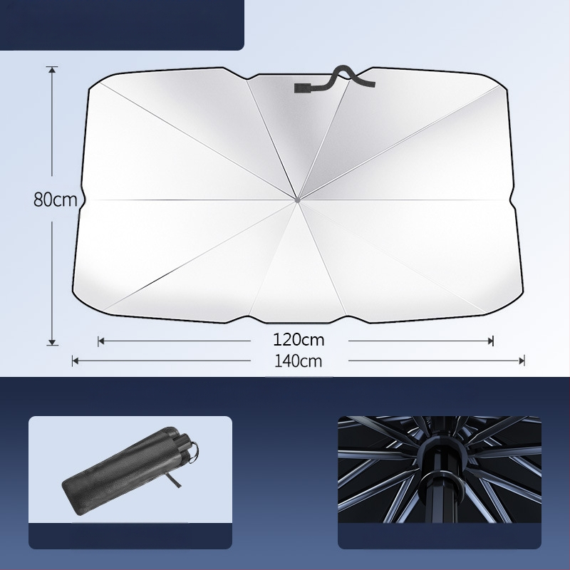 Autó napvédő árnyékoló a frontszélvédőhöz; titánium ezüst anyag; snap-in telepítés; alkalmazható részek: első alkatrészek; minta: márkajel logó; logó nyomtatás elérhető