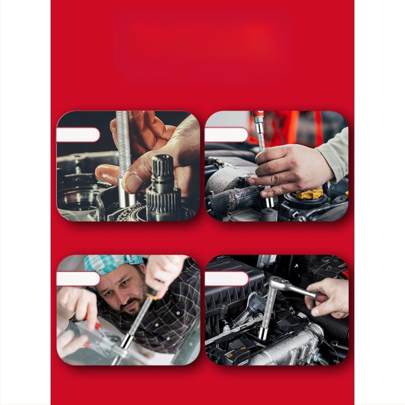 Elektrinis veržliasparnis su minkšta jungiamąja strėle, universaliu ilginimo strypu ir lanksčiu veleno adapteriu