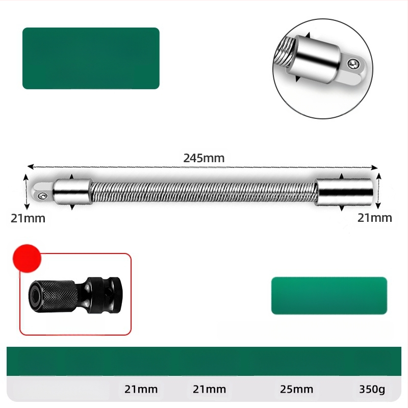 Elektrinis veržliasparnis su minkšta jungiamąja strėle, universaliu ilginimo strypu ir lanksčiu veleno adapteriu