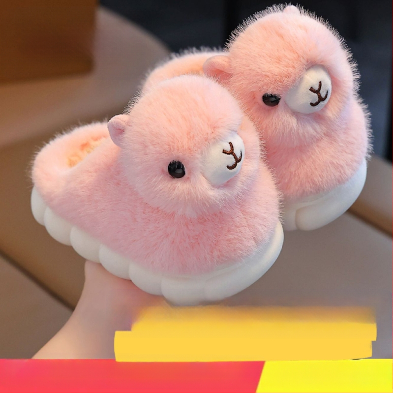 Παιδικές παντόφλες εσωτερικού χώρου από δέρμα βοδιού – cartoon στυλ, 1-3 ετών, παχιά σόλα PVC