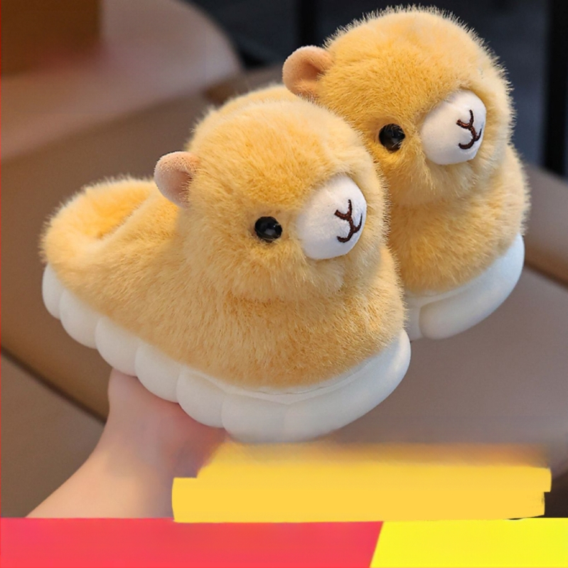 Παιδικές παντόφλες εσωτερικού χώρου από δέρμα βοδιού – cartoon στυλ, 1-3 ετών, παχιά σόλα PVC