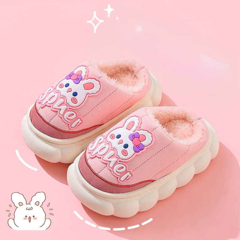 Παιδικές παντόφλες από βαμβάκι με PU επάνω, φλις επένδυση, μοτίβο κινουμένων σχεδίων, σόλα PVC, αντιολισθητικό