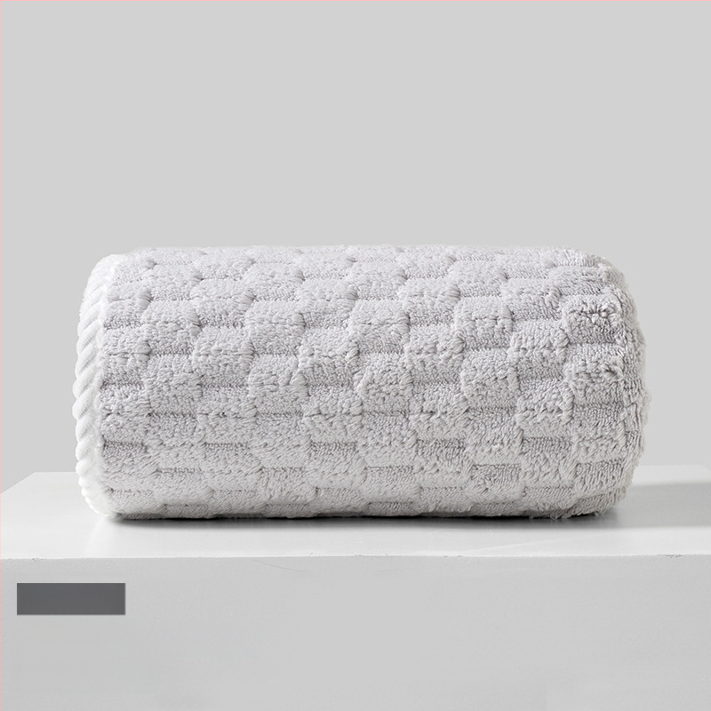 Koralinio fliso rankšluostis suaugusiems ir vaikams, veido rankšluostį veidui ir kūnui, sugeria, su siūlėmis prie kraštų, 150D, 80–100 g