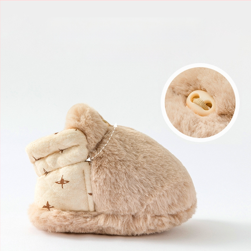 Mažylių bateliai pirmiesiems žingsniams su animaciniu dizainu (12–36 mėn; viršus iš medvilnės; fleece įdėklas; minkšta padas; ruduo–žiema)