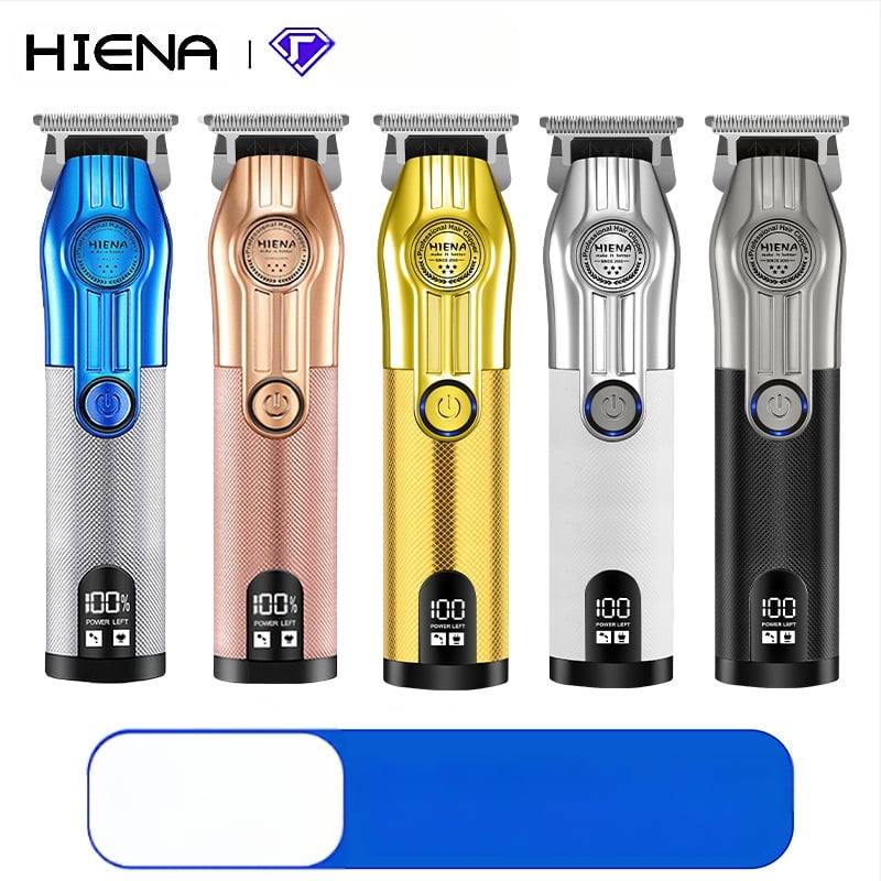 HIENA profesionalus USB įkraunamas plaukų kirpimo įrankis su titano lydinio peiliukais, šepetėlinis variklis, įmontuota baterija, žemas triukšmo lygis 36–45 dB