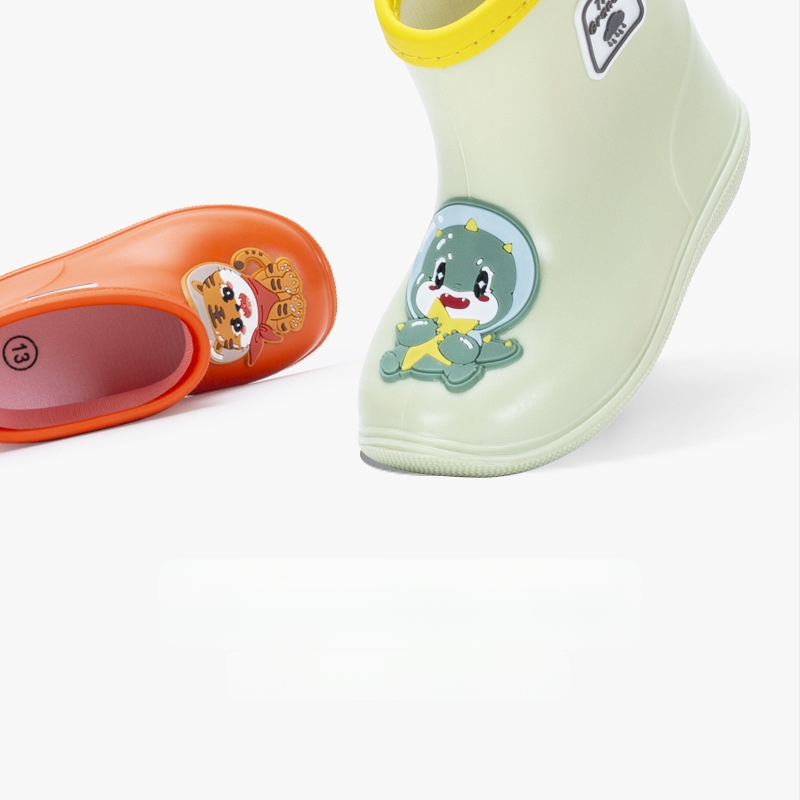 Παιδικές γαλότσες με σχέδιο δεινοσαύρου και τίγρης, PVC πάνω μέρος, μεσαίο ύψος, αντιολισθητική σόλα, κατάλληλες για όλες τις εποχές