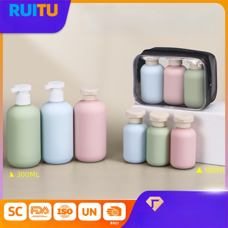 Ruitu HDPE kozmetikai adagoló üveg pumpás fedéllel, szitanyomás, kapacitás 100–300 ml