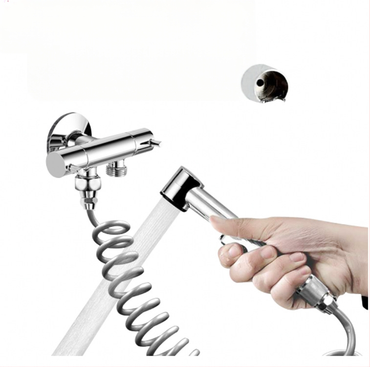 ABS plasto rankinis tualeto purkštuvas su žarnos komplektu, modelis HU-887, slėgio funkcija, rankinis prijungimas, veikimo temperatūra 80°C