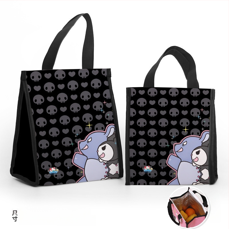 Pusdienu soma ar pielāgojamiem daudzmotīvu motīvām, karikatūra par mazo dēmonu modernā minimālisma stilā