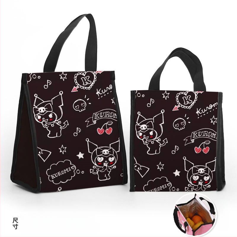 Pusdienu soma ar pielāgojamiem daudzmotīvu motīvām, karikatūra par mazo dēmonu modernā minimālisma stilā