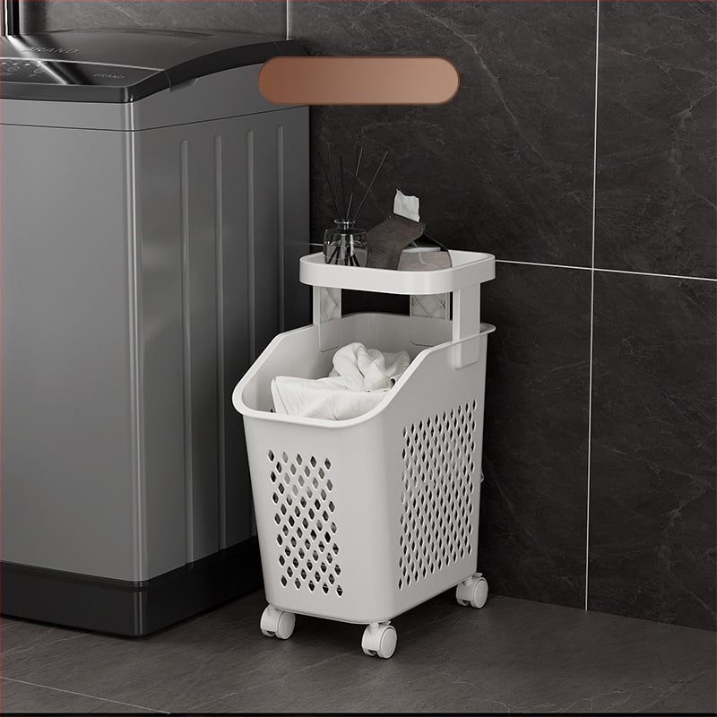 Daugiasluoksnis skalbinių krepšys su ratukais – PP medžiaga, namų ūkio/vonios naudojimui, modernus stilius