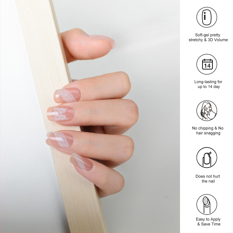 XT Nagu uzlīmes ar tauriņa rakstu – UV gēla nagu uzlīmes, daļēji sacietējošas, pilns pārklājums