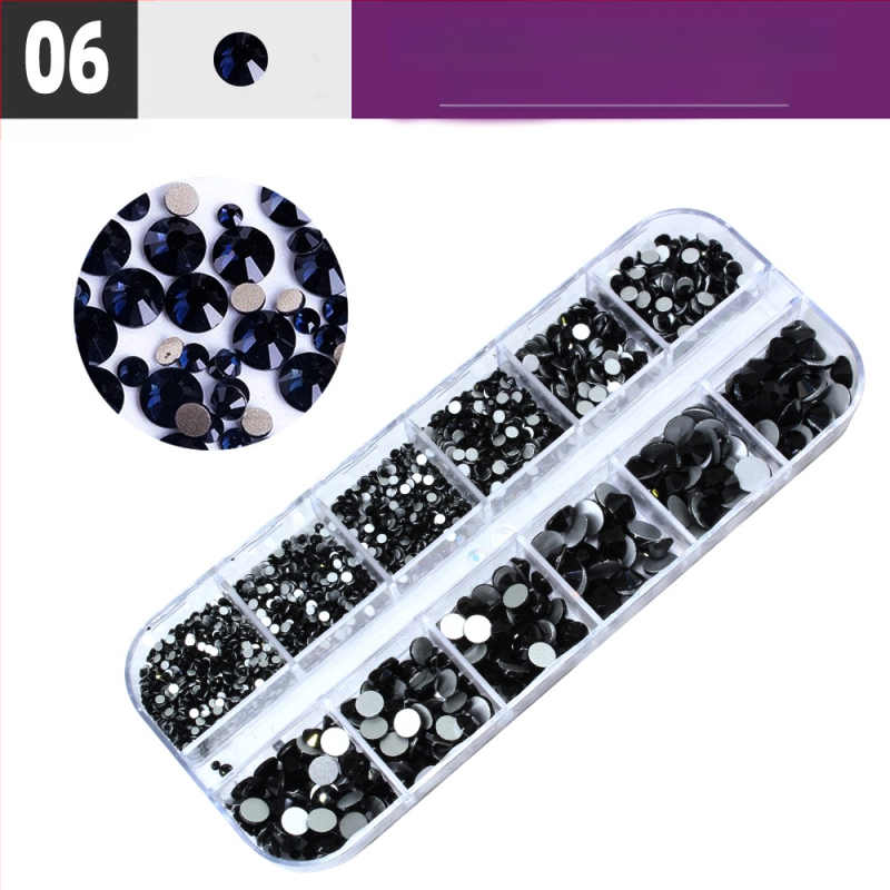 Σετ στρας νυχιών με 12 διαμερίσματα σε κουτί, σειρά DIY, μοτίβο μπλοκ, γλυκό και απλό στυλ, OEM