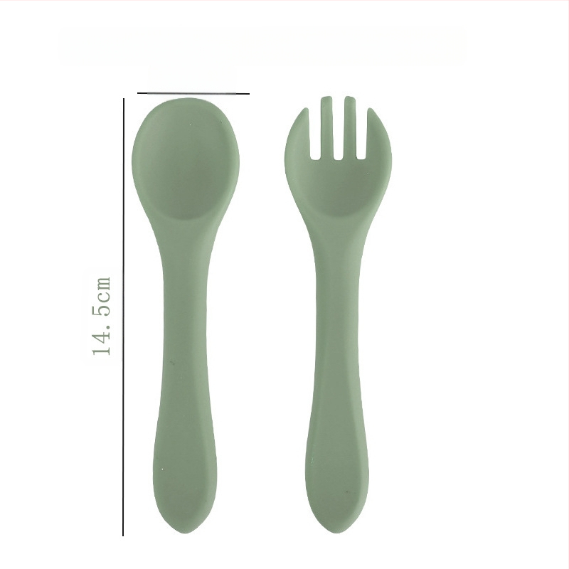 Silikonski set žličice i vilice za bebe, 2 komada, mekani trening pribor za hranjenje od 3 mjeseca