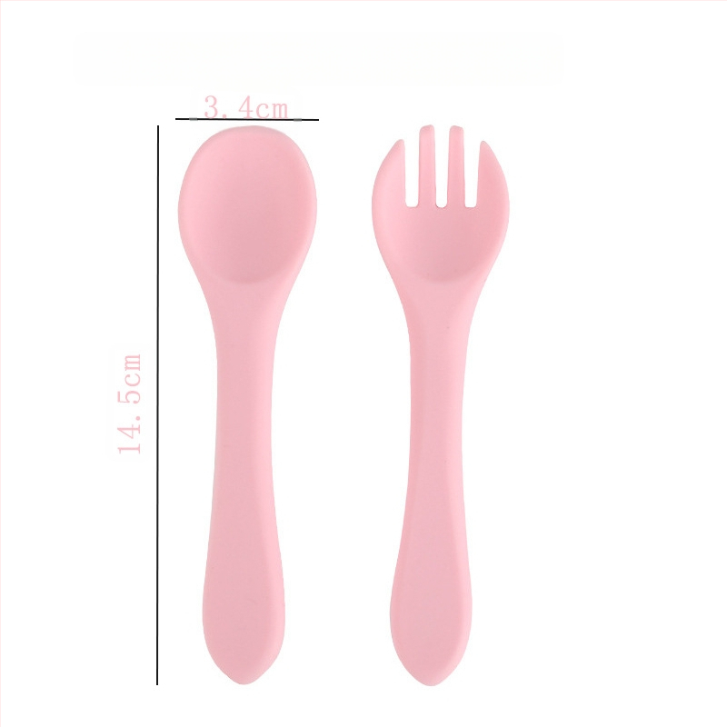 Silikonski set žličice i vilice za bebe, 2 komada, mekani trening pribor za hranjenje od 3 mjeseca