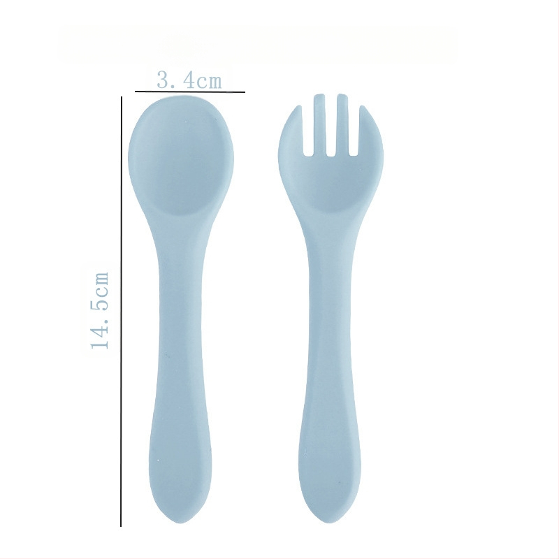 Silikonski set žličice i vilice za bebe, 2 komada, mekani trening pribor za hranjenje od 3 mjeseca