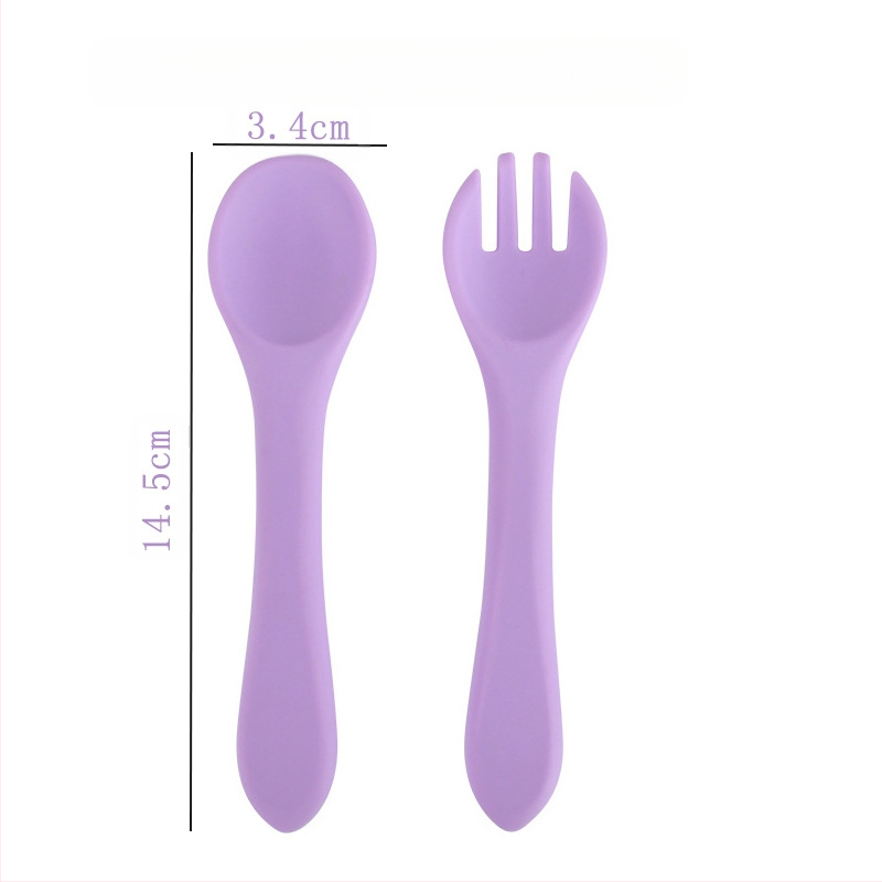Silikonski set žličice i vilice za bebe, 2 komada, mekani trening pribor za hranjenje od 3 mjeseca