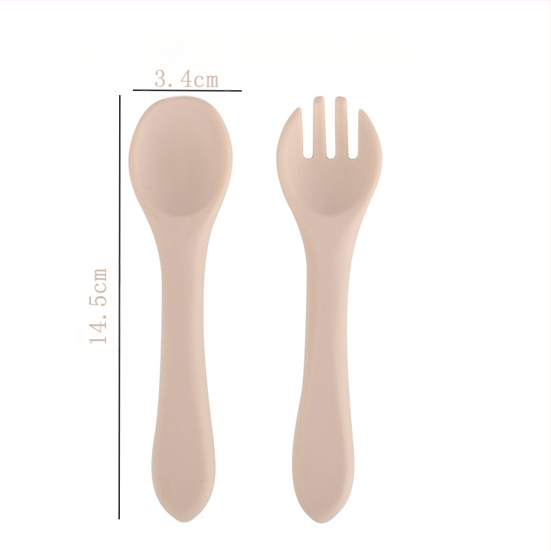 Silikonski set žličice i vilice za bebe, 2 komada, mekani trening pribor za hranjenje od 3 mjeseca