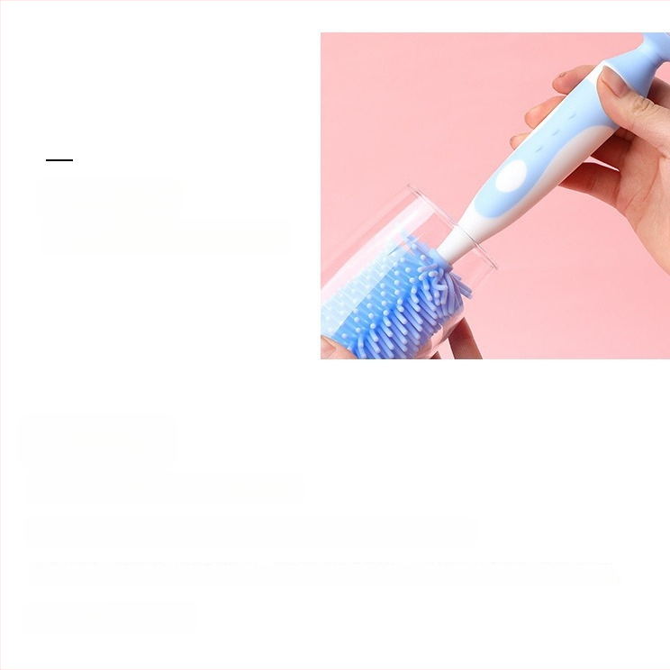 Kūdikių buteliukų šepetėlių rinkinys: spenelio šepetėlis, vamzdelio šepetėlis ir silikono pasukamas valymo šepetėlis