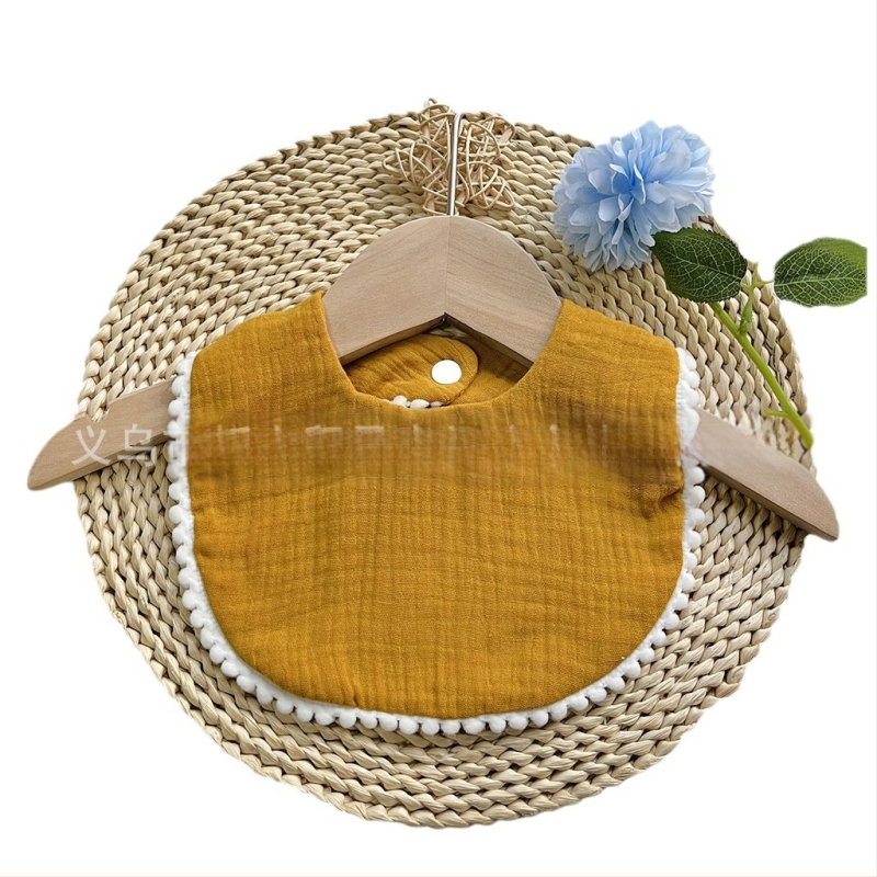 Kūdikių seilių servetėlė iš medvilnės marle, dviejų sluoksnių seersucker audinys su siuvinėjimu, skirtas kūdikiams 1–3 metų (80–100 cm), svoris 0,05 kg